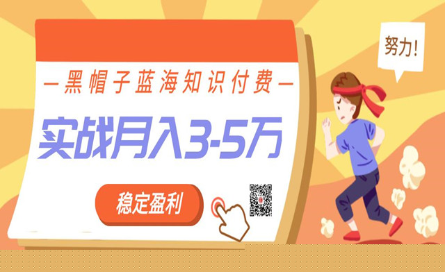 实战月入3-5w项目，黑帽子蓝海知识付费项目，持续稳定盈利