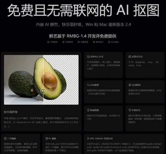 【1701期】2024最新免费且无需联网的AI抠图软件鲜艺AI抠图WIN&MAC，支持批量抠图，支持离线操作