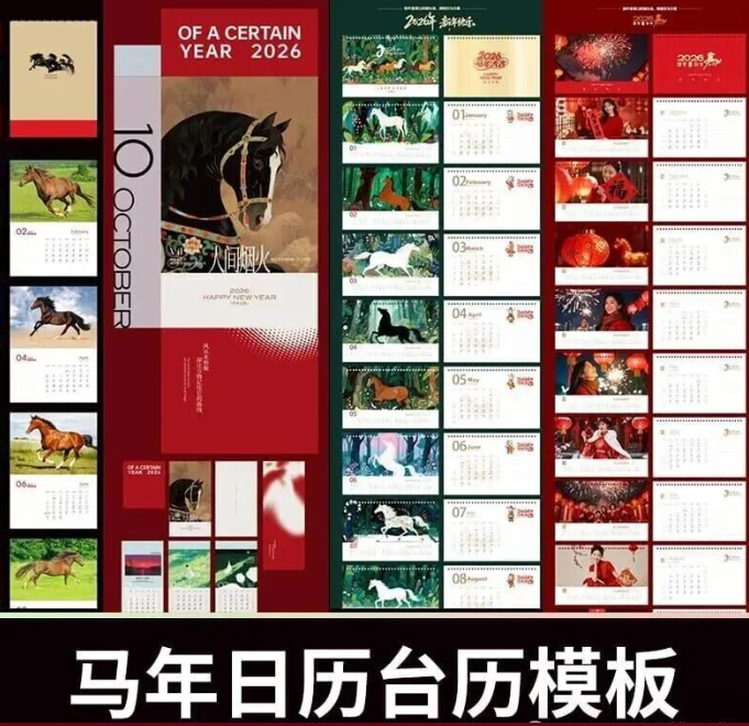 【2260期】彻底告别日历排版！2026马年日历挂历模板来了