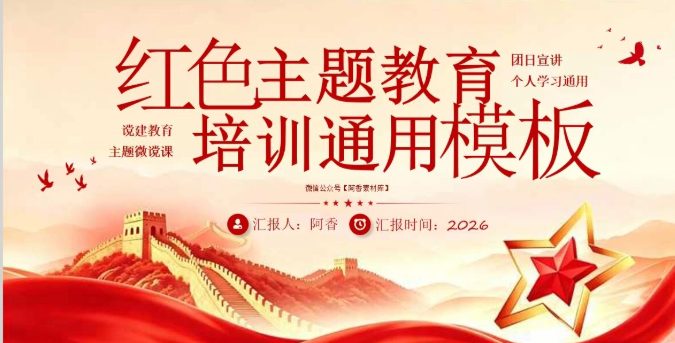【2412期】红色主题教育培训PPT模板，可编辑可修改！